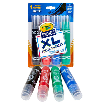 Project XL Poster Markers, Classic, 4 Per Pack, 3 Packs - Loomini
