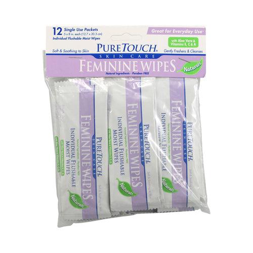Puretouch Individual Flushable Moist Feminine Wipes - 12 Packets - Loomini
