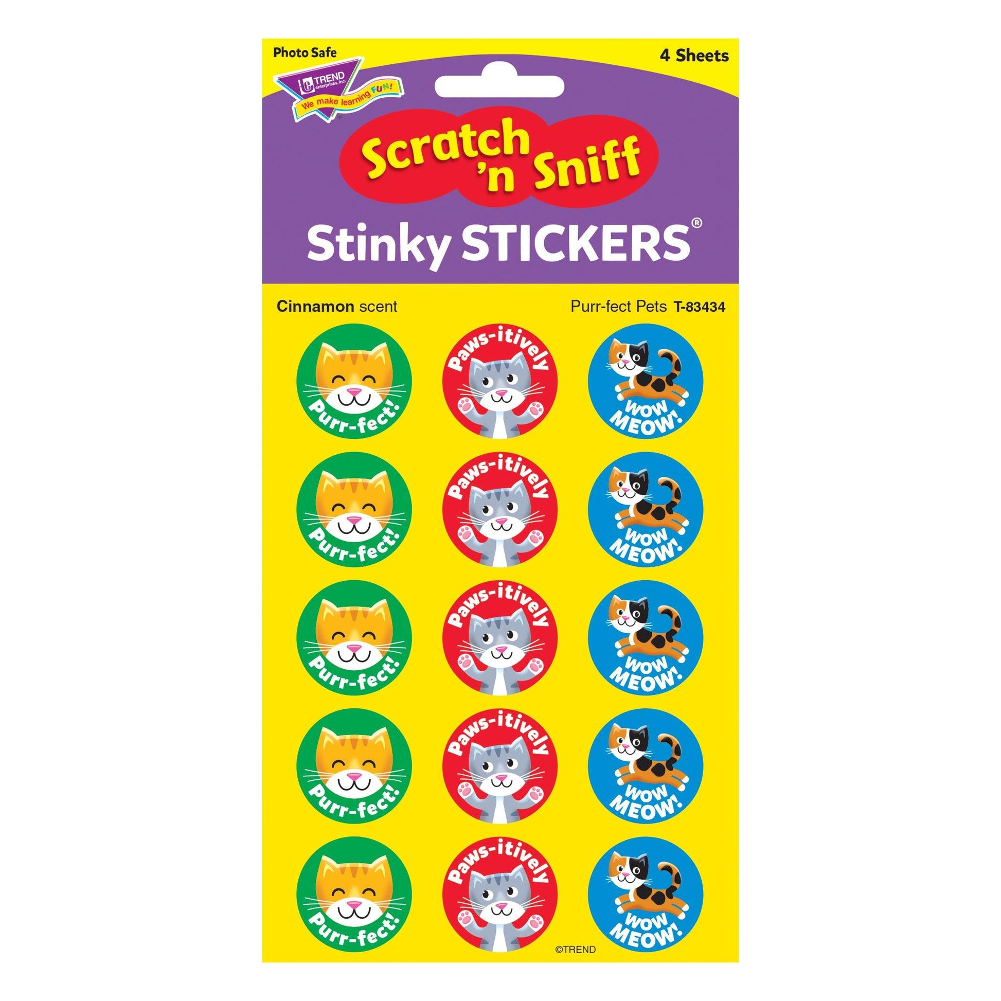 Purr-fect Pets/Cinnamon Stinky Stickers®, 60 Per Pack, 6 Packs - Loomini