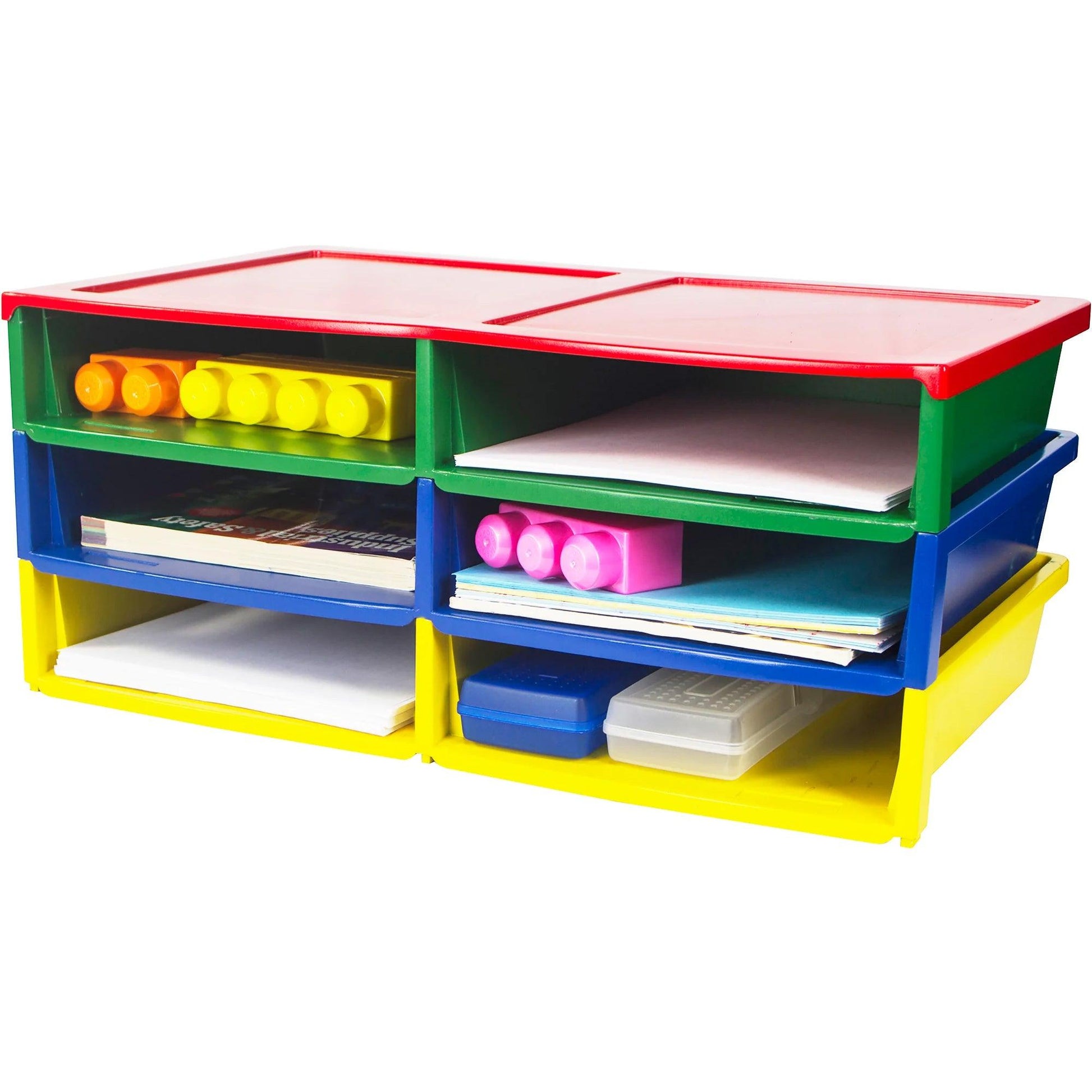 Quick Stack Literature Organizer, 6 Compartments, Classroom Colors - Loomini