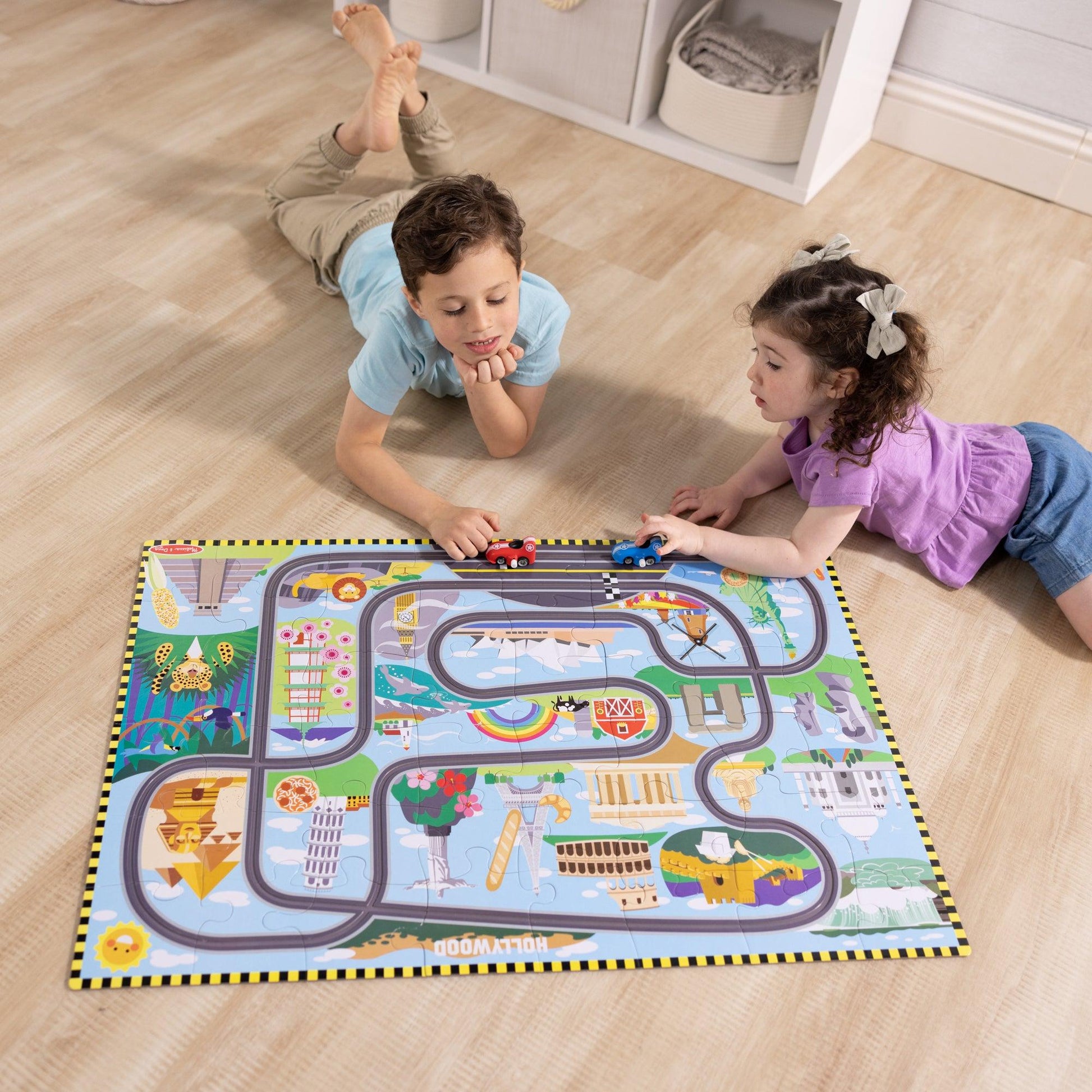 Race Track Floor Puzzle & Play Set - Loomini