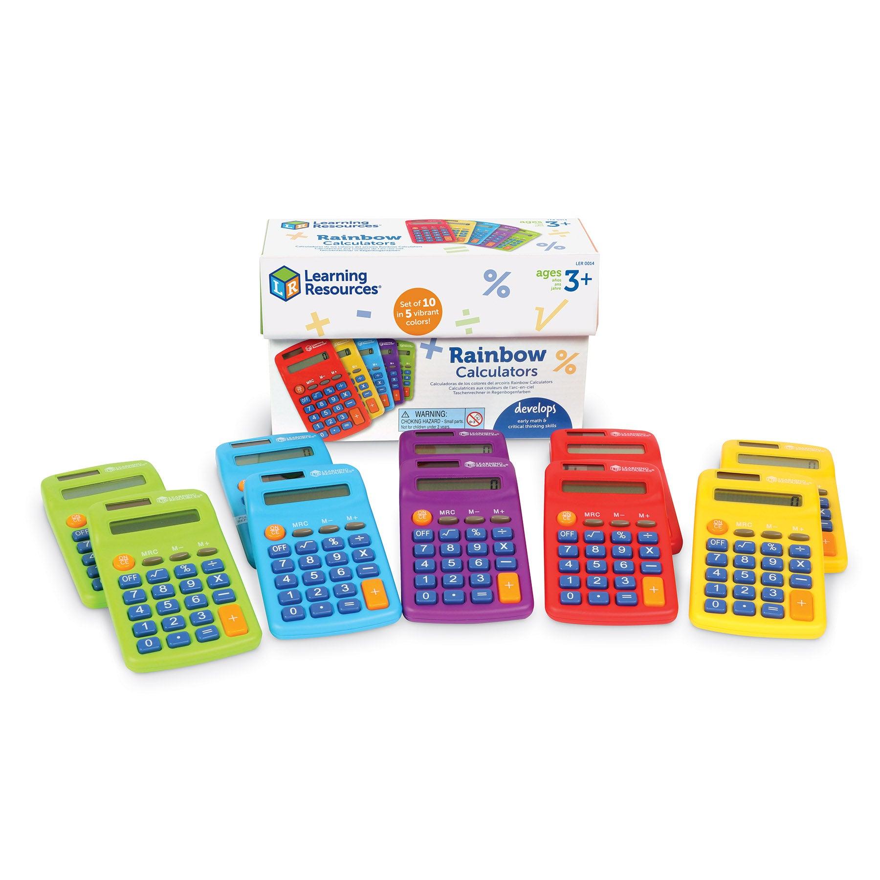 Rainbow Calculators, Set of 10 - Loomini