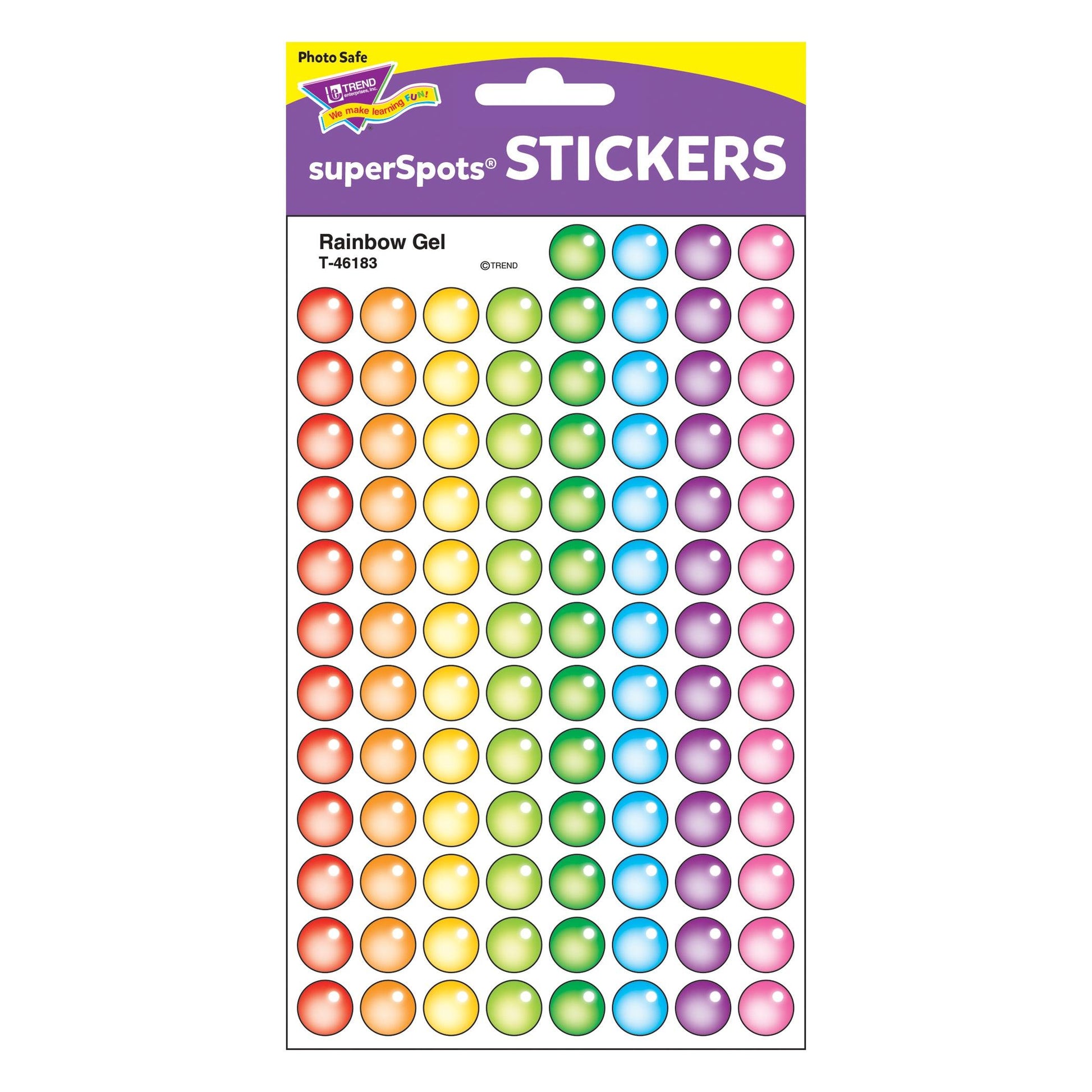 Rainbow Gel superSpots® Stickers, 800 Per Pack, 6 Packs - Loomini