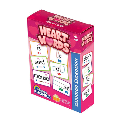 Rainbow Phonics Heart Word Cards, Common Exception Words - Loomini