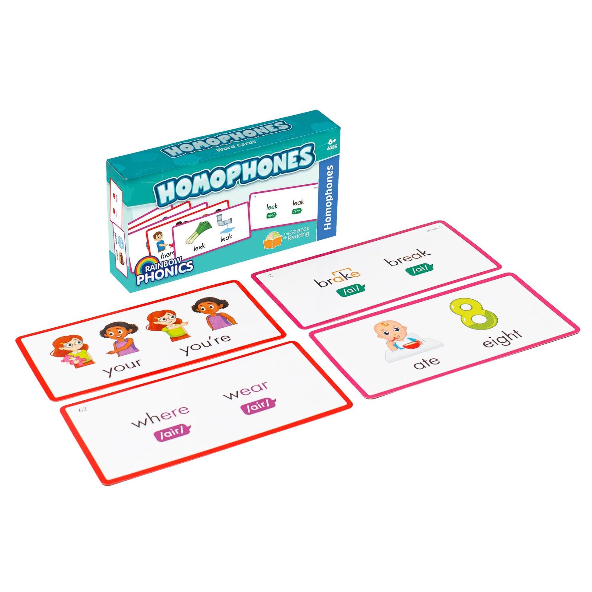 Rainbow Phonics Homophones Cards - Loomini