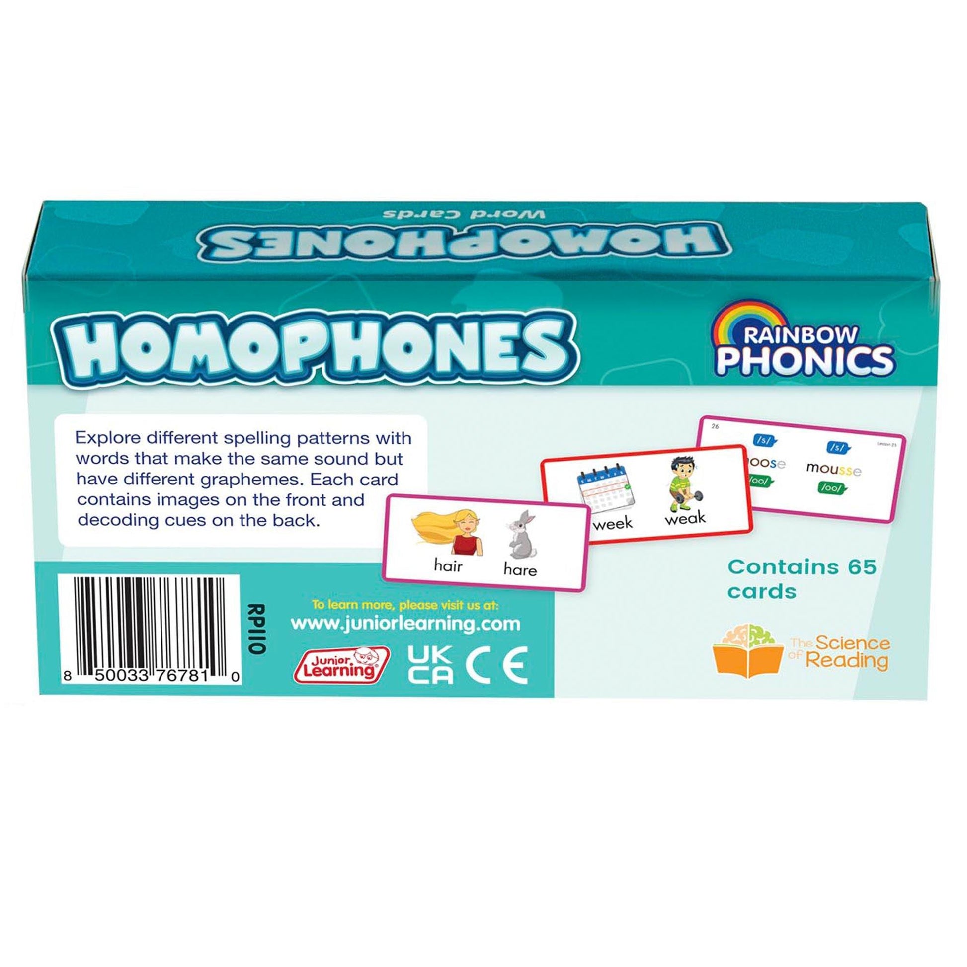 Rainbow Phonics Homophones Cards - Loomini