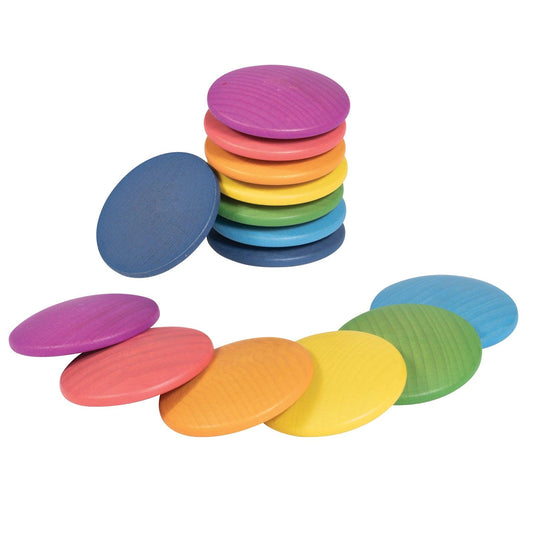 Rainbow Wooden Discs - Set of 14 - Loomini