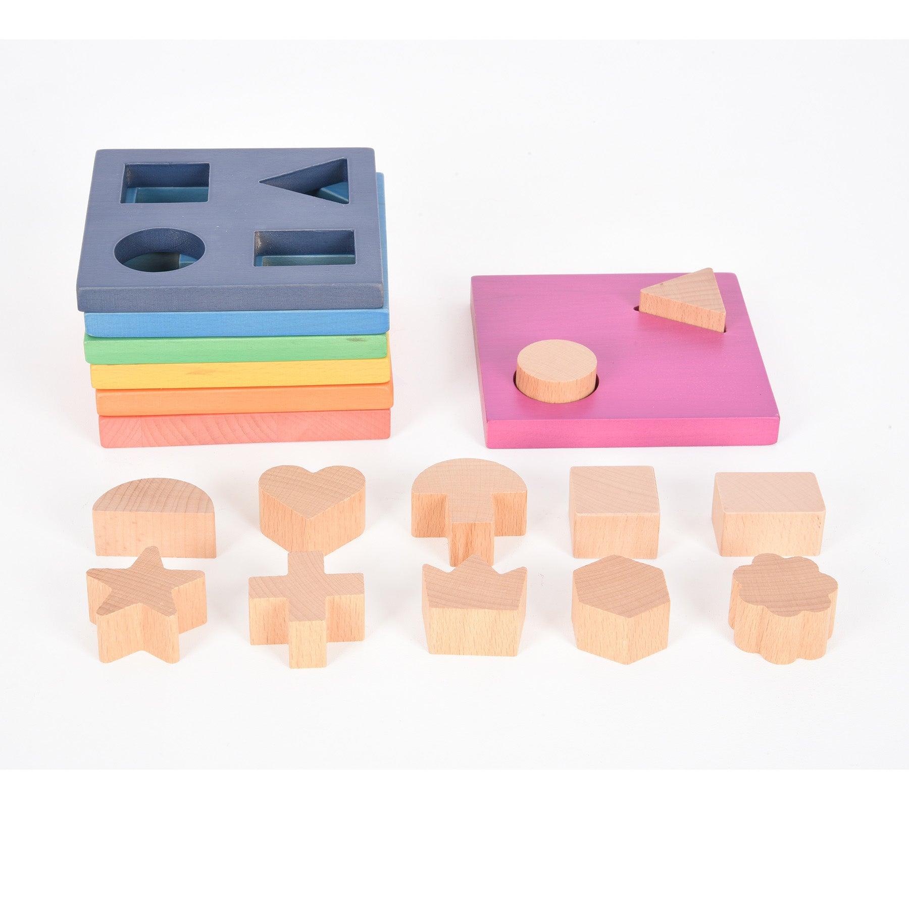 Rainbow Wooden Shape Stacker - Loomini