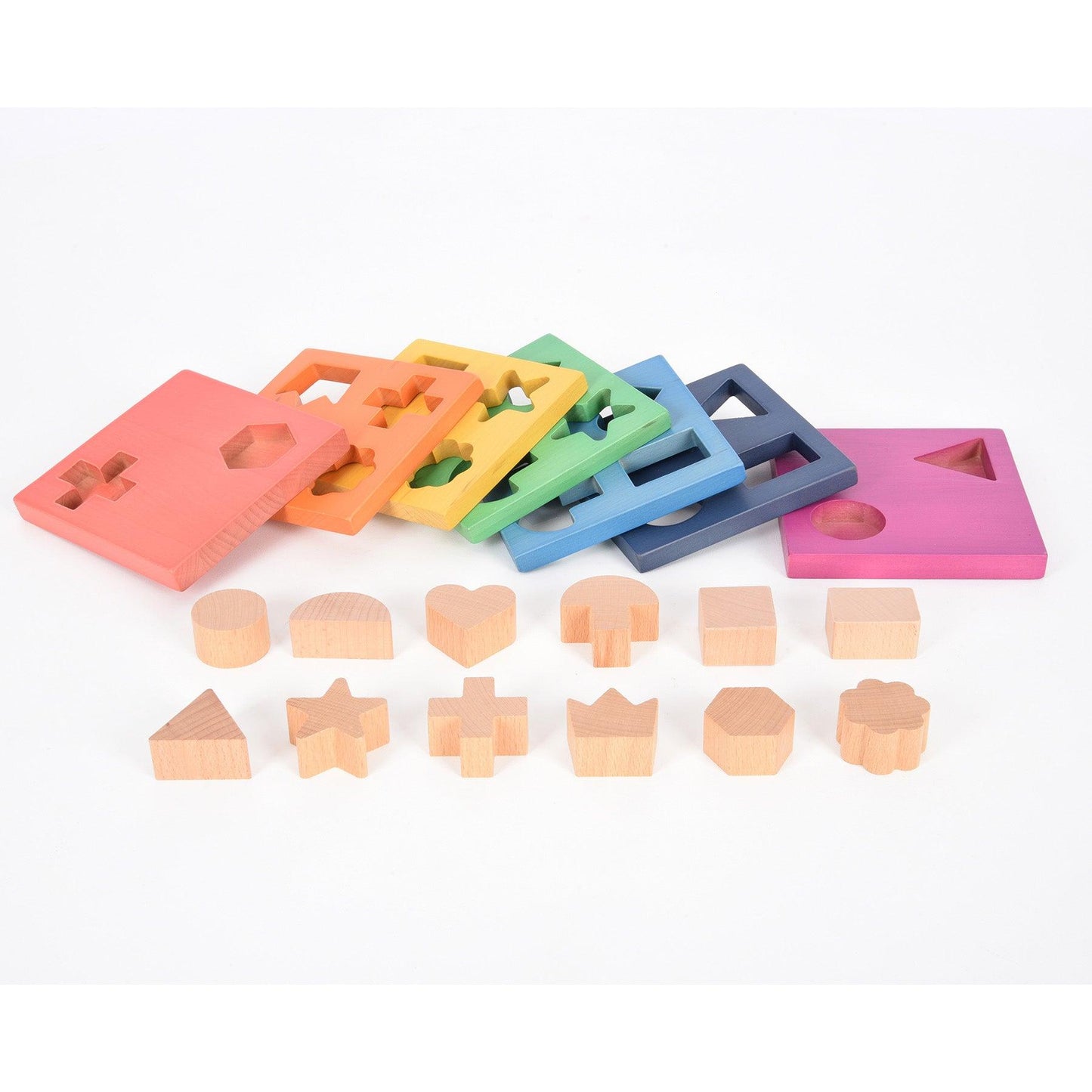 Rainbow Wooden Shape Stacker - Loomini