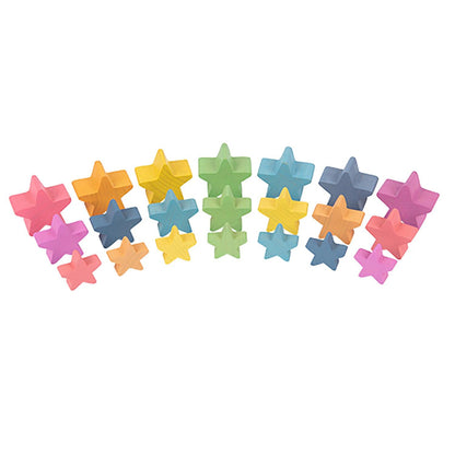 Rainbow Wooden Stars, Set of 21 - Loomini