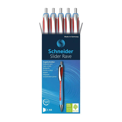 Rave Retractable Ballpoint Pen, ViscoGlide Ink, 1.4 mm, Red, Pack of 5 - Loomini