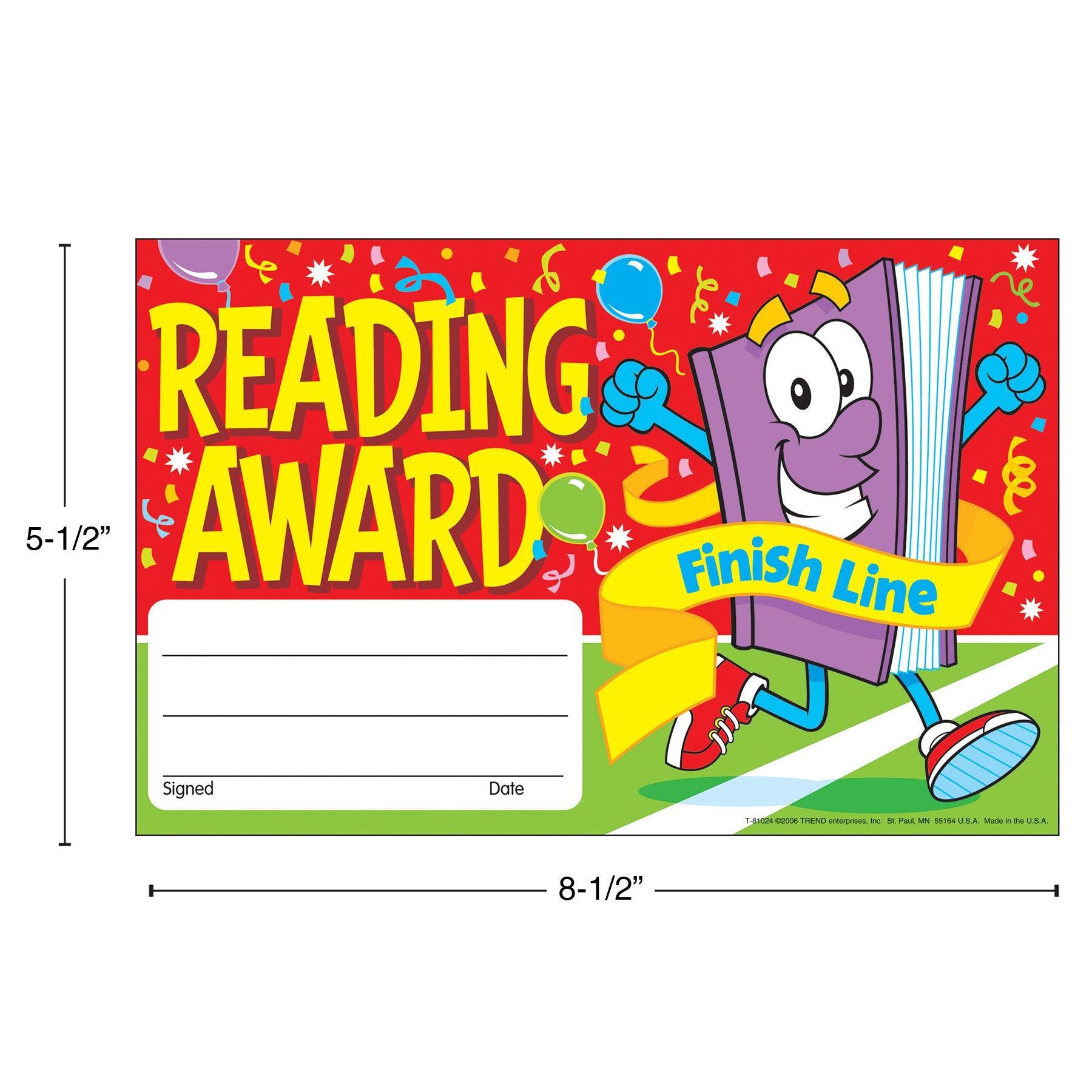 Reading Award Finish Line Recognition Awards, 30 Per Pack, 6 Packs - Loomini