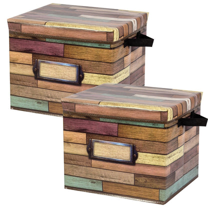 Reclaimed Wood Design Storage Box, Pack of 2 - Loomini