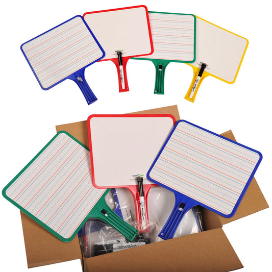Rectangular Dry Erase Whiteboards with Markers, Blank/Lined Double-Sided, Assorted, Pack of 24 - Loomini
