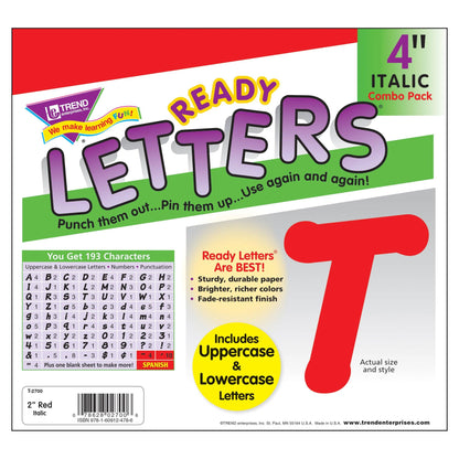 Red 4" Italic Combo Ready Letters®, 193 Per Pack, 3 Packs - Loomini