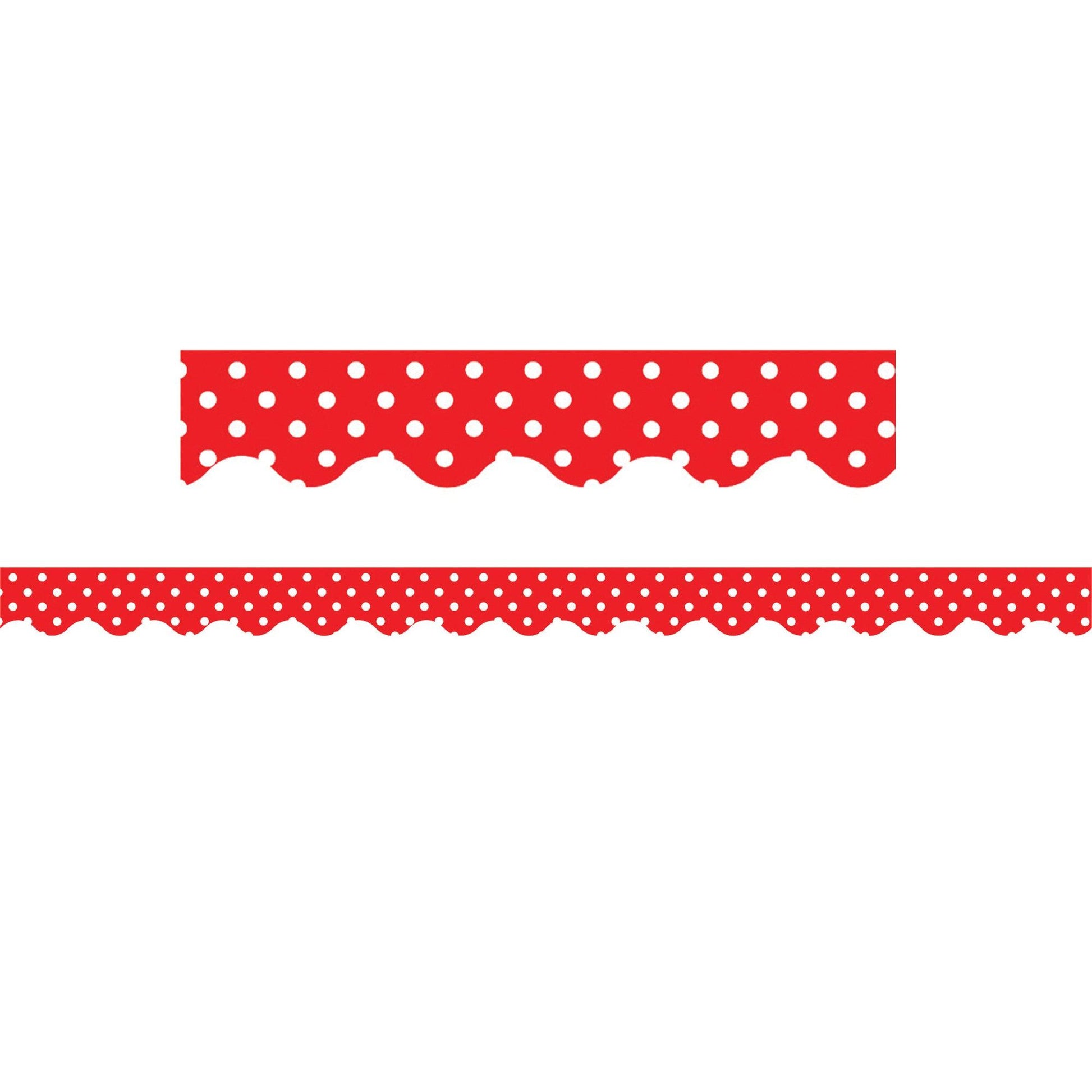 Red Mini Polka Dots Border Trim, 35 Feet Per Pack, 6 Packs - Loomini
