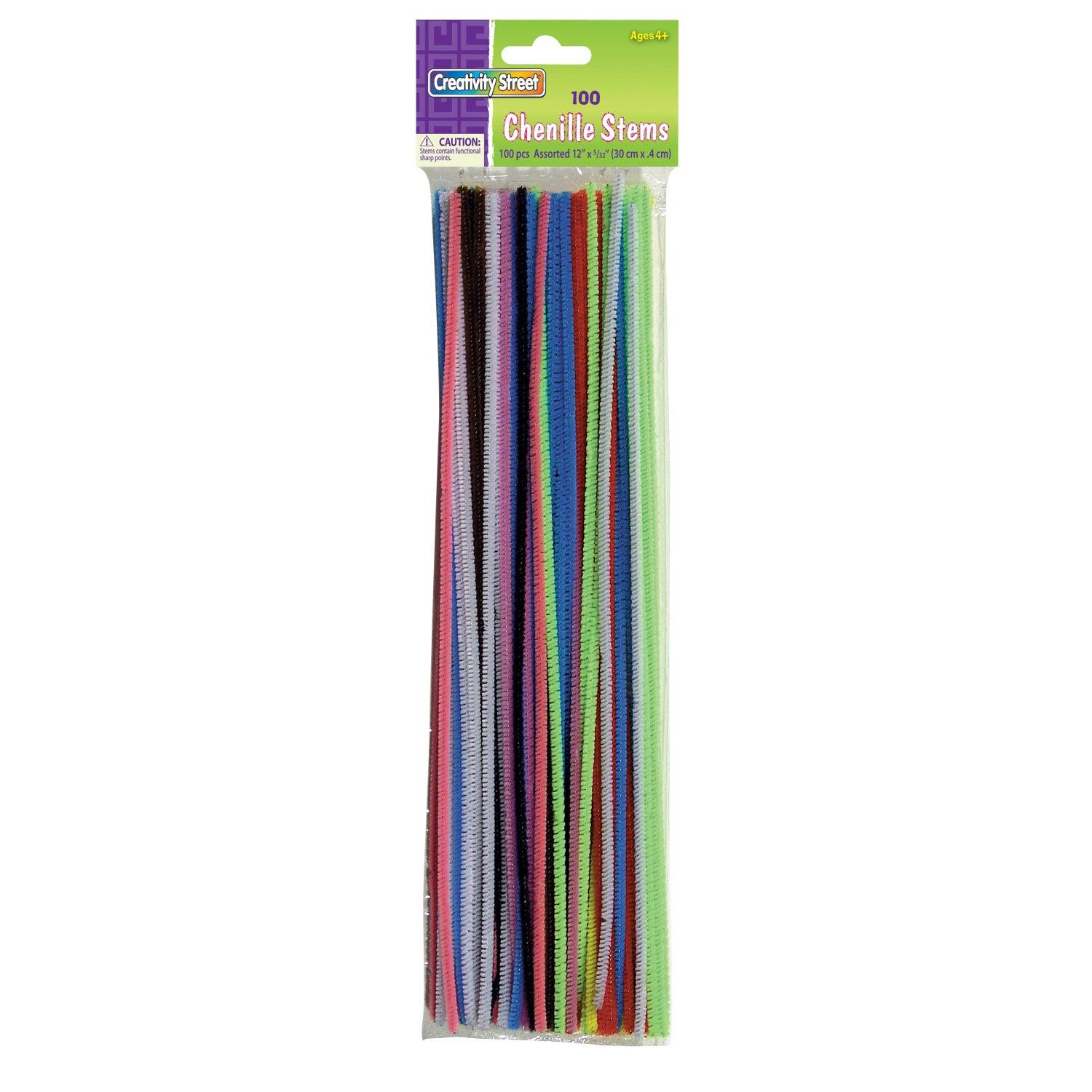 Regular Stems, Assorted Colors, 12" x 4 mm, 100 Pieces Per Pack, 12 Packs - Loomini