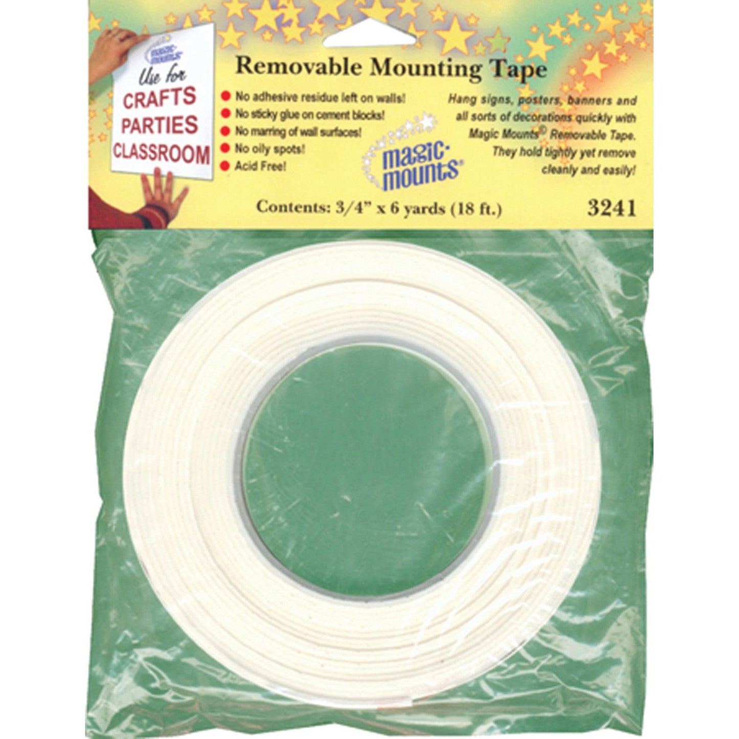 Removable Mounting Tape 0.75" x 18' Per Rolls, 2 Rolls - Loomini