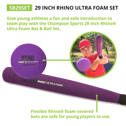 Rhino® Ultra Foam 29-Inch Bat & Ball Set, Set of 6 - Loomini