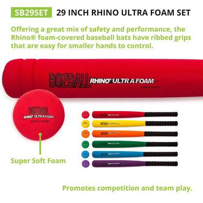 Rhino® Ultra Foam 29-Inch Bat & Ball Set, Set of 6 - Loomini