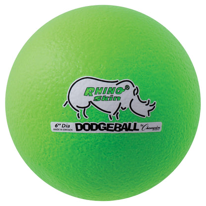 Rhino Skin® 6-Inch Low Bounce Dodgeball Set, Neon Green, Set of 6 - Loomini