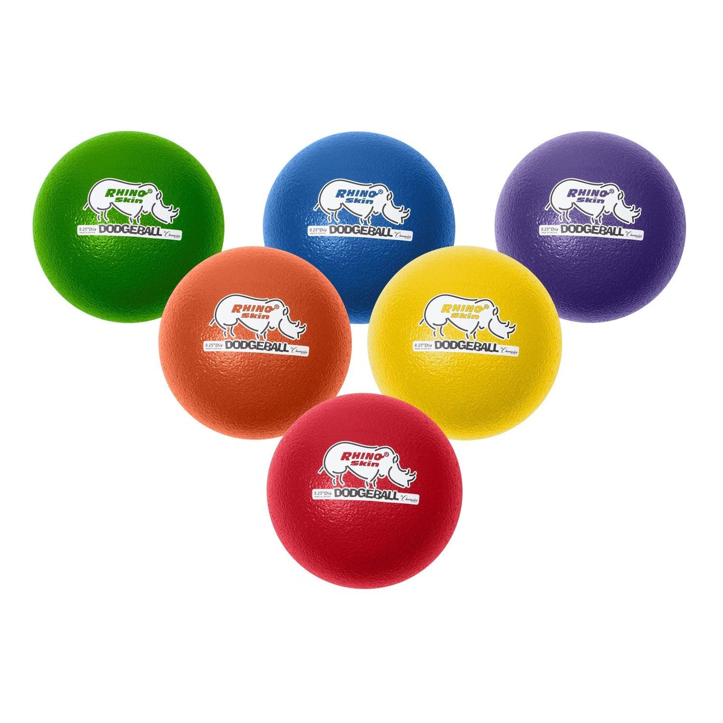 Rhino Skin® 8-Inch Low Bounce Dodgeball Set, Assorted Colors, Set of 6 - Loomini