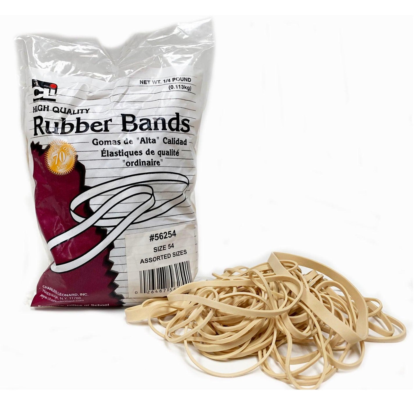 Rubber Bands, High Quality, #54 (Assorted), 1/4 lb. Per Bag, 12 Bags - Loomini