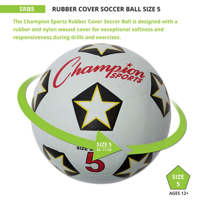 Rubber Soccer Ball Size 5, Pack of 3 - Loomini