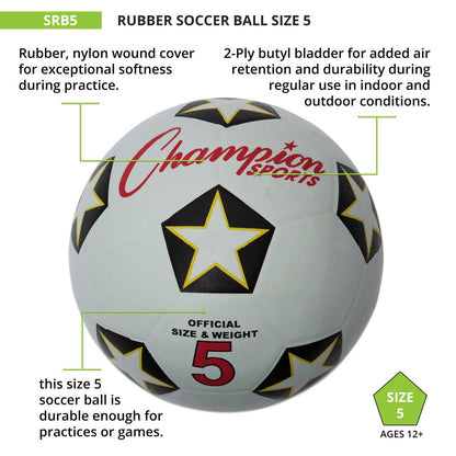 Rubber Soccer Ball Size 5, Pack of 3 - Loomini