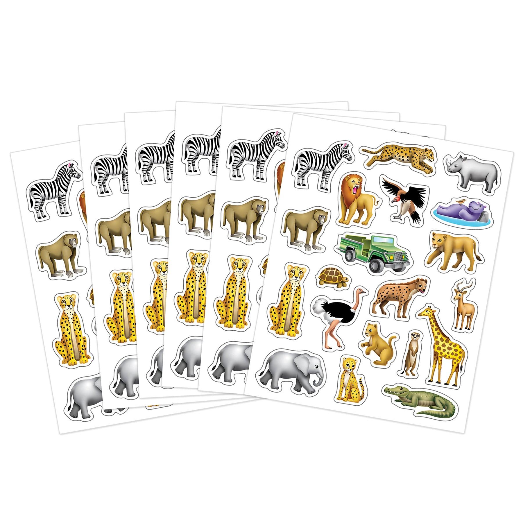 Safari Stickers, 120 Per Pack, 12 Packs - Loomini