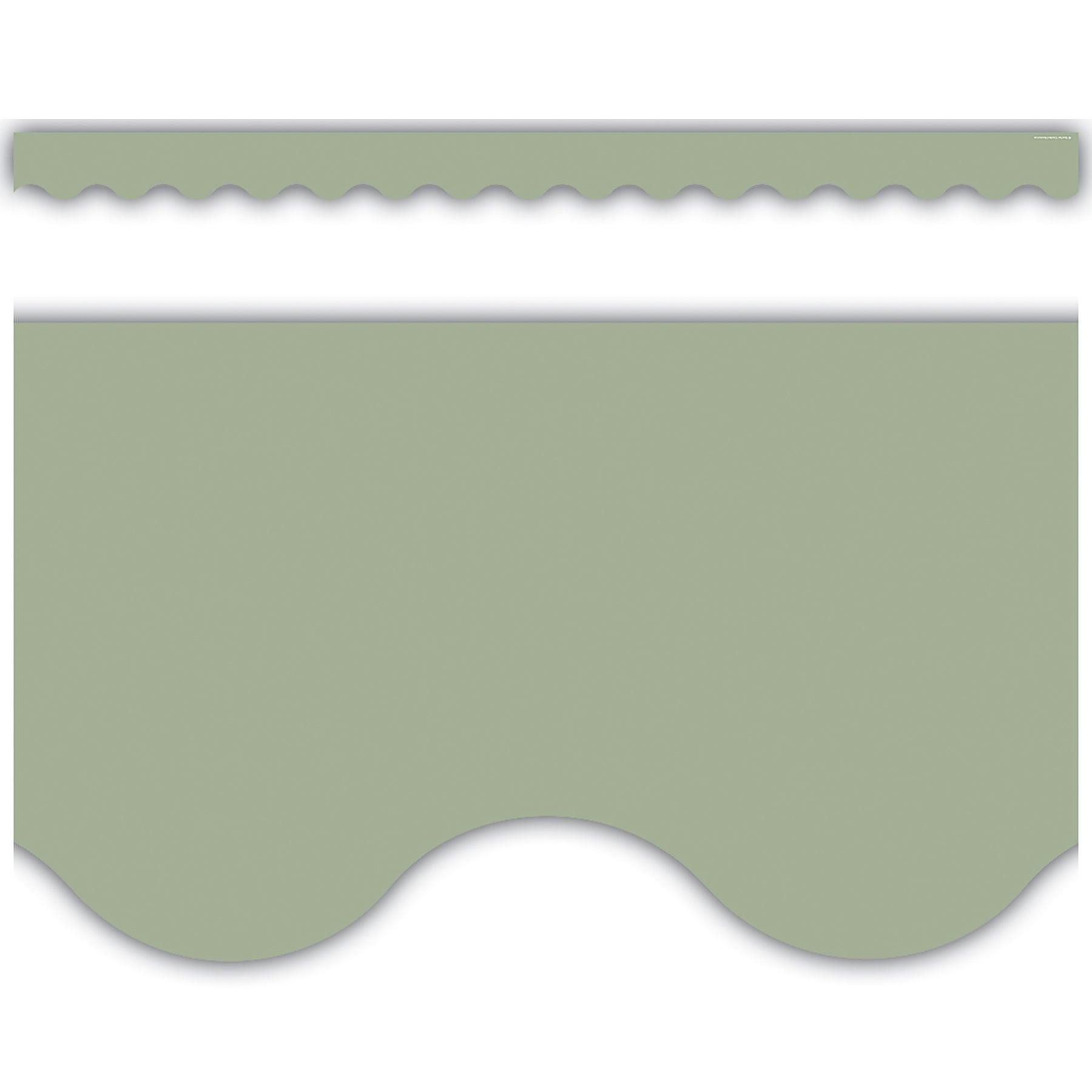 Sage Green Scalloped Border Trim, 35 Feet Per Pack, 6 Packs - Loomini