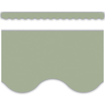 Sage Green Scalloped Border Trim, 35 Feet Per Pack, 6 Packs - Loomini