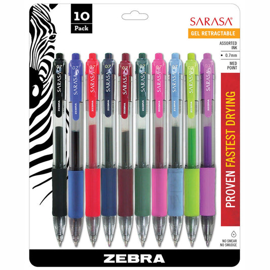 Sarasa Gel Retractable Roller Ball Ink Pens, Assorted 10-Pack - Loomini