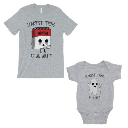 Scariest As Adult Child Matching Dad Shirt and Baby Bodysuit - Loomini