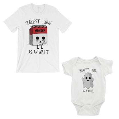 Scariest As Adult Child Matching Dad Shirt and Baby Bodysuit - Loomini
