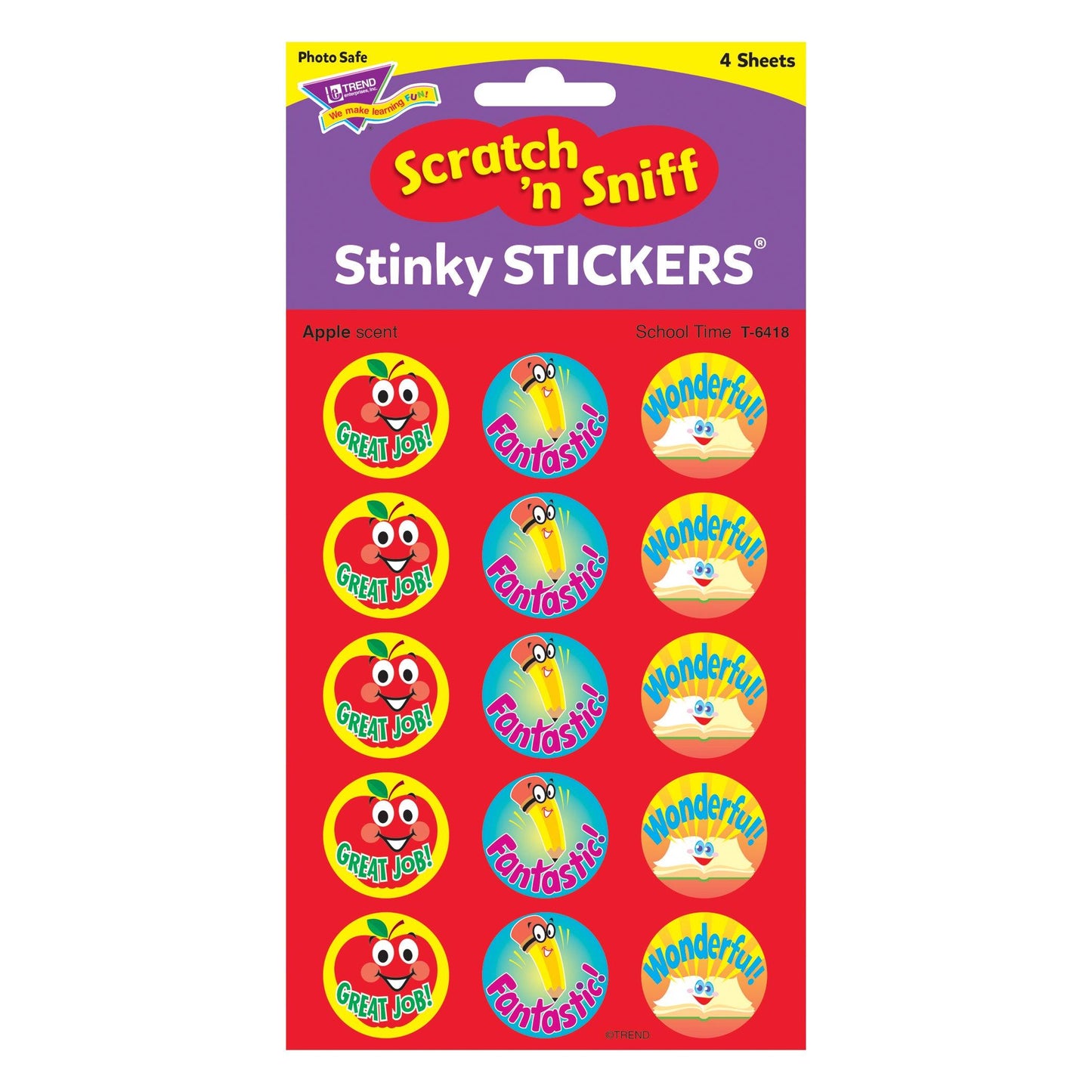 School Time/Apple Stinky Stickers®, 60 Per Pack, 6 Packs - Loomini