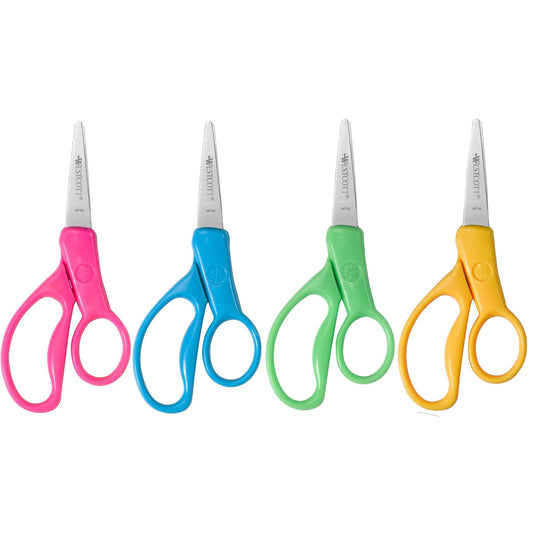 Scissor for Kids, Pointed, 5" Length, Pack of 30 - Loomini