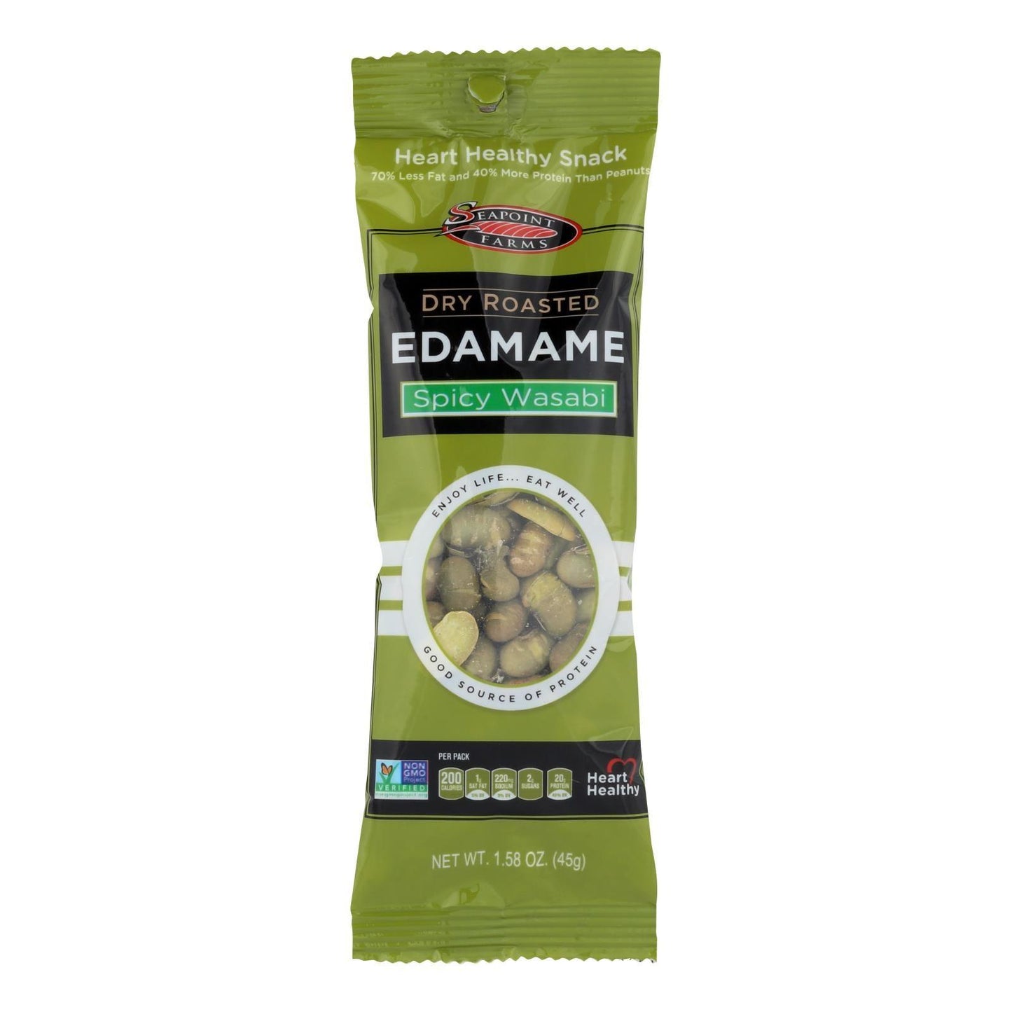 Seapoint Farms Edamame - Dry Roasted - Spicy Wasabi - 1.58 Oz - Case Of 12 - Loomini