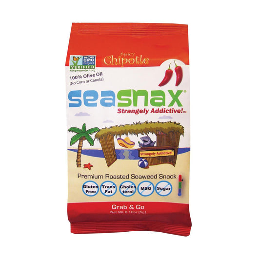 Seasnax Organic Premium Roasted Seaweed Snack - Chipotle - Case Of 24 - 0.18 Oz. - Loomini