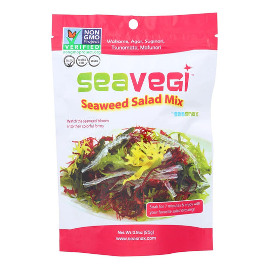 Seasnax Seaweed Snak - Vegetable Salad Mix - Case Of 12 - .9 Oz - Loomini
