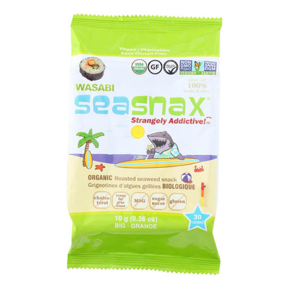 Seasnax Seaweed Snax - Organic - Wasabi - Case Of 12 - .36 Oz - Loomini