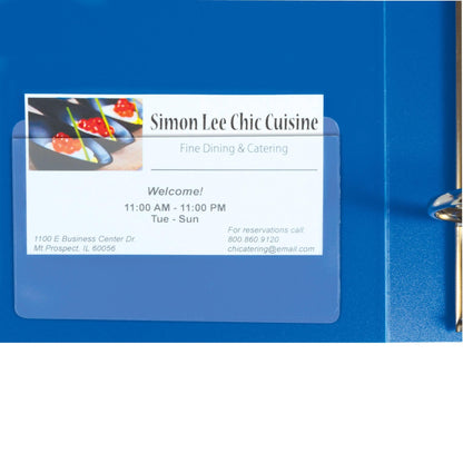 Self-Adhesive Business Card Holder, Top Load, 2" x 3-1/2", 10 Per Pack, 5 Packs - Loomini