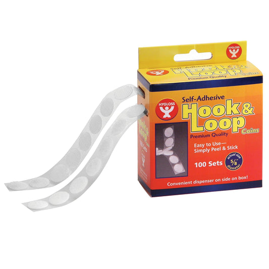 Self-Adhesive Hook & Loop Coins, 5/8", 100 Per Pack - Loomini