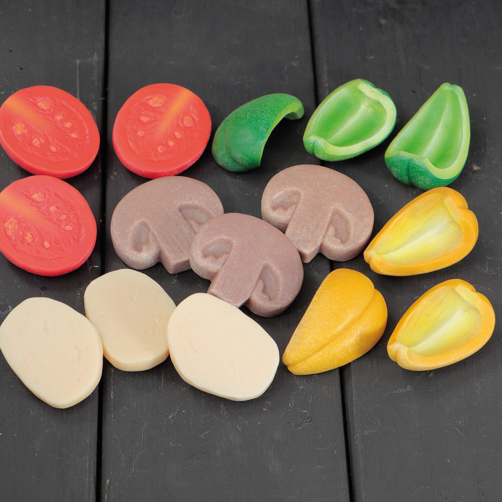 Sensory Play Stones, Pizza Toppings - Loomini