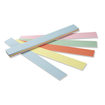 Sentence Strips, 5 Assorted Colors, 1-1/2" Ruled, 3" x 24", 100 Strips Per Pack, 3 Packs - Loomini