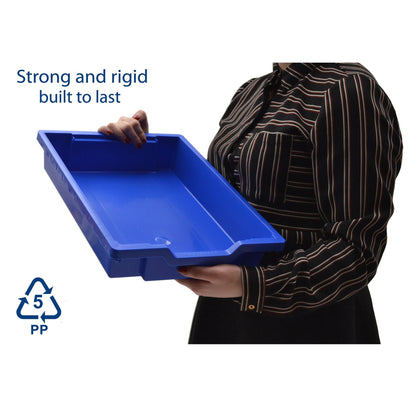 Shallow F1 Tray, Royal Blue, 12.3" x 16.8" x 3", Heavy Duty School, Industrial & Utility Bins, Pack of 8 - Loomini