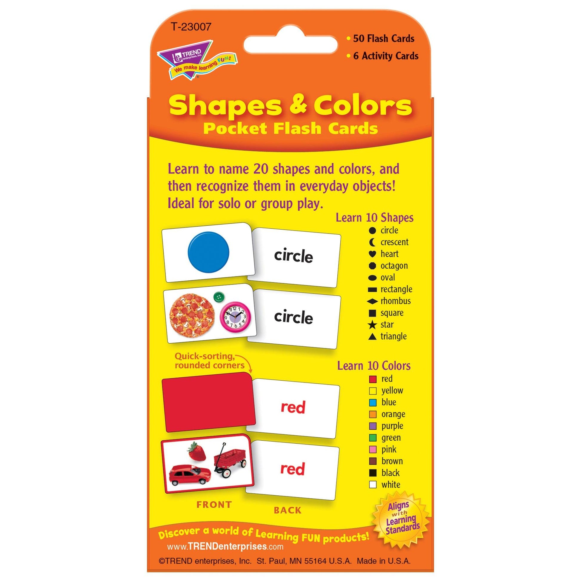 Shapes & Colors Pocket Flash Cards, 6 Packs - Loomini