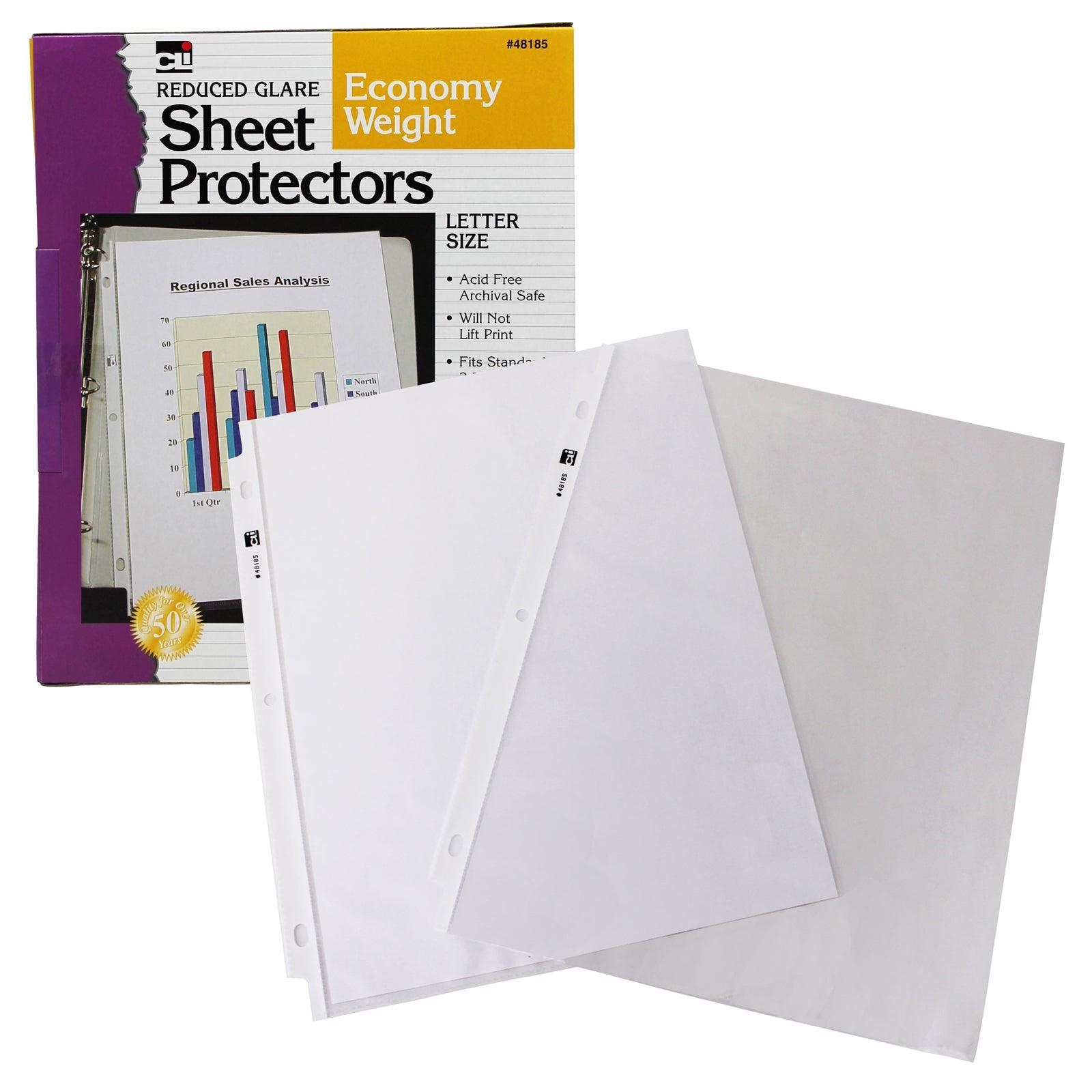 Sheet Protectors, Reduced Glare, Letter Size, Clear, 50 Per Box, 5 Boxes - Loomini