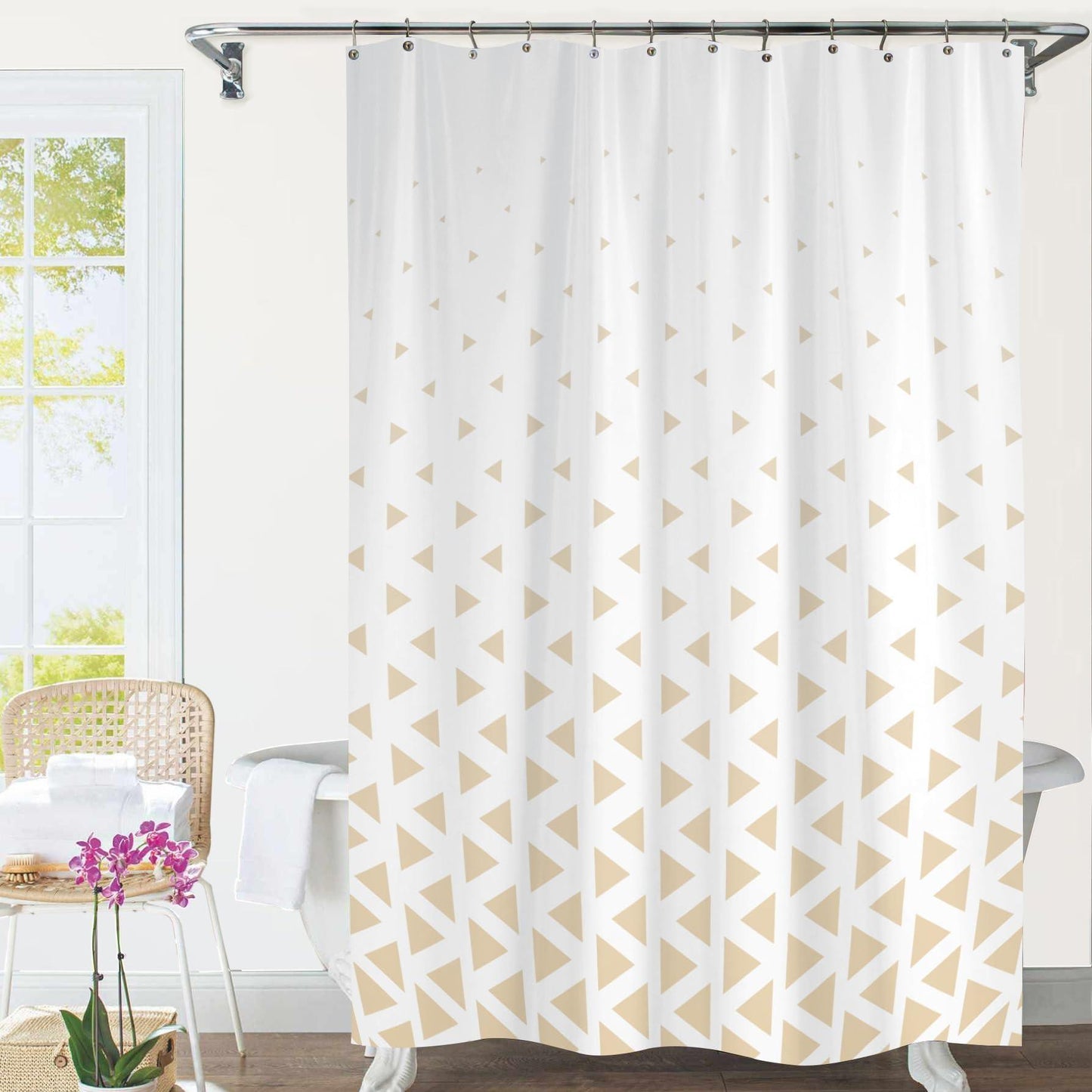 Shower Curtain Hooks Modern Design 180 x 180 cm (Yellow) - Loomini
