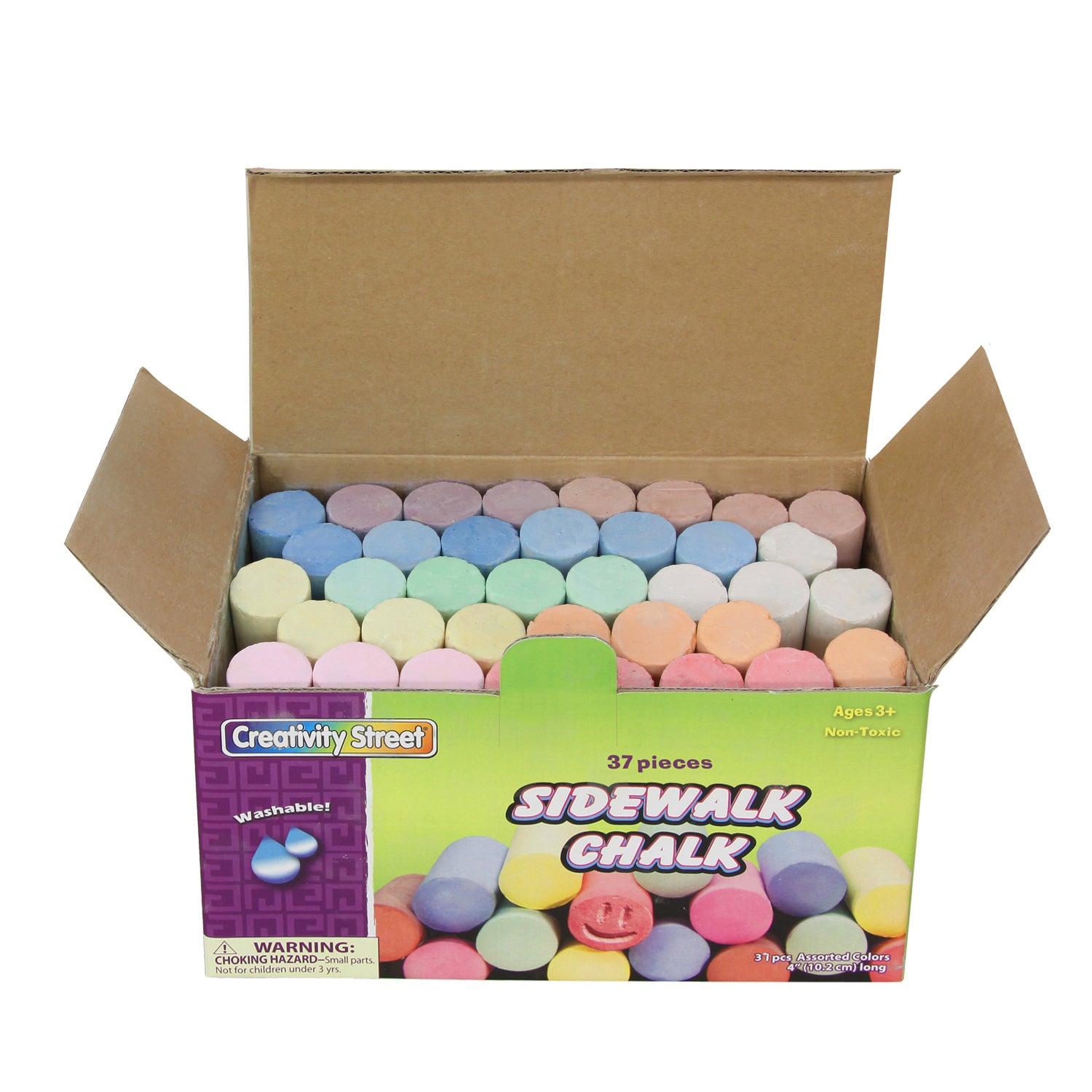 Sidewalk Chalk, Assorted Colors, 4", 37 Pieces Per Pack, 3 Packs - Loomini